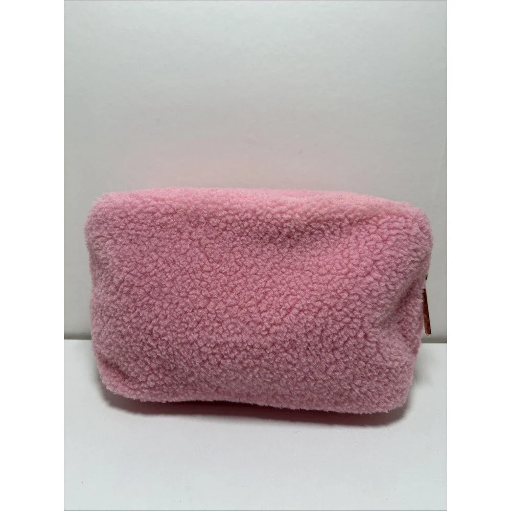 Sephora Fuzzy Sherpa Style Pink Cosmetic Travel Makeup Bag Pouch